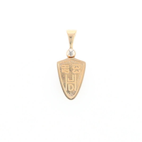 Gold Quartz Necklace Shield Shape Inlaid Pendant with .02ct Diamond