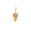 Gold Quartz Necklace Shield Shape Inlaid Pendant with .02ct Diamond