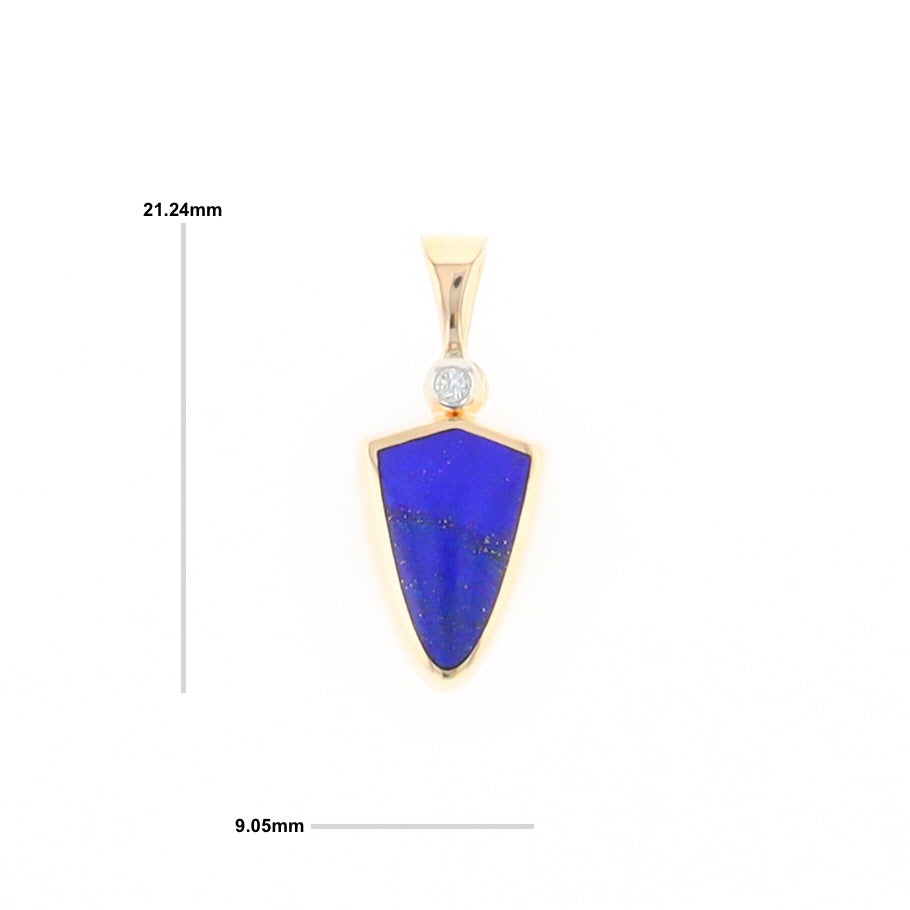 Lapis Shield Shaped Inlaid Pendant