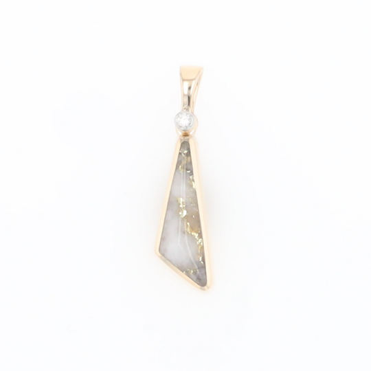 Triangular Gold Quartz Pendant - G2