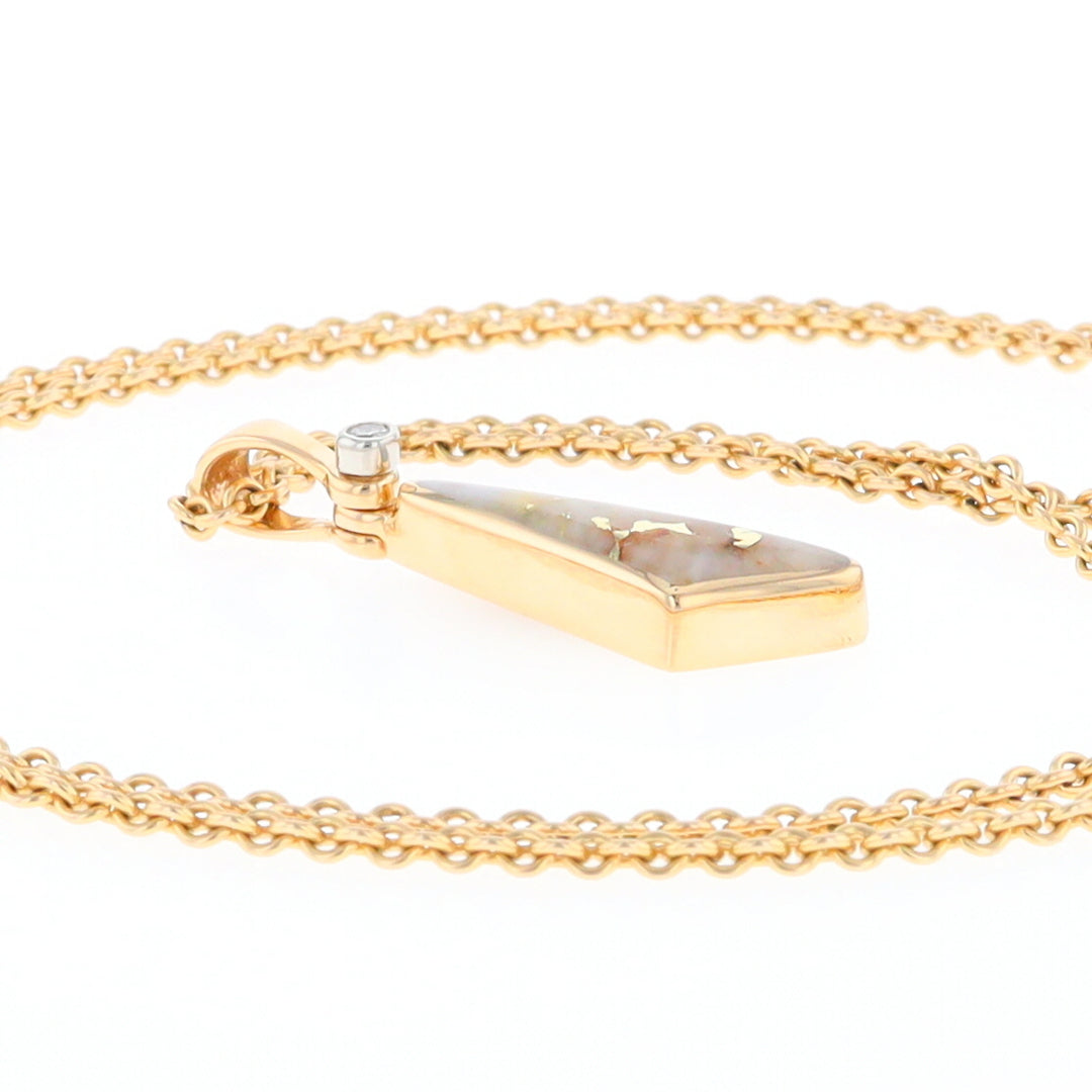 Triangular Gold Quartz Pendant - G2