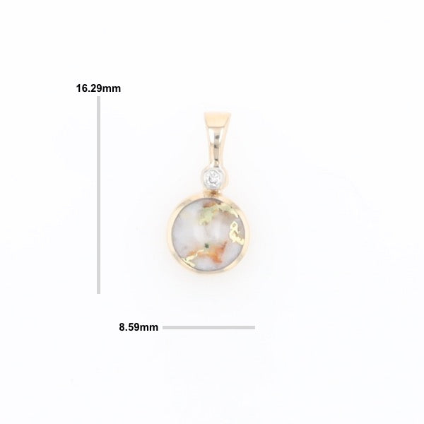 Round Gold Quartz Inlaid Pendant