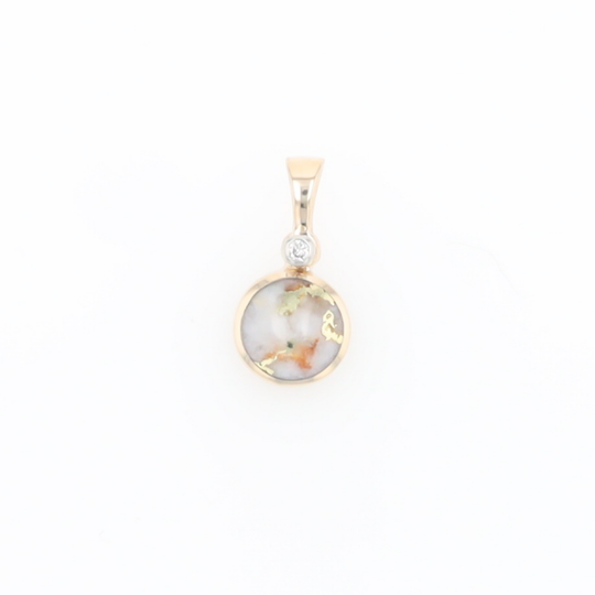 Round Gold Quartz Inlaid Pendant