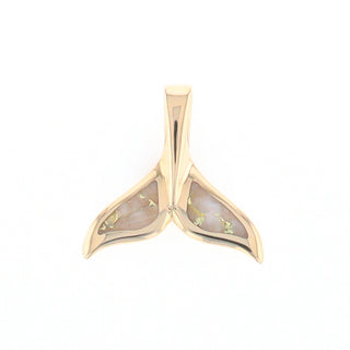 Whale Tail Necklaces Natural Gold Quartz Double Sided Inlaid Pendant