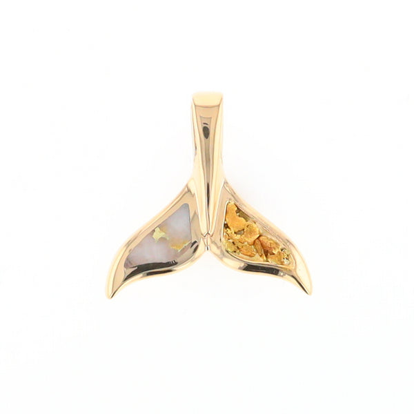 Whale Tail Necklaces Natural Gold Quartz and Nuggets Inlaid Pendant