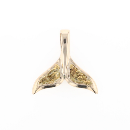 Whale Tail Natural Nuggets Double Inlaid Sea Life Pendant