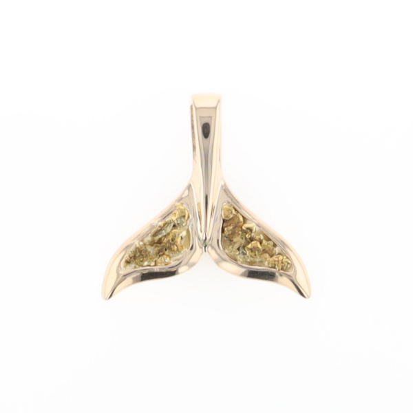 Whale Tail Natural Nuggets Double Inlaid Sea Life Pendant