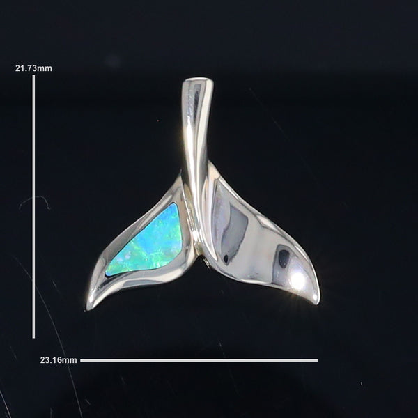 Whale Tail Pendant Natural Opal Single Sided Inlaid Sea Life Pendant