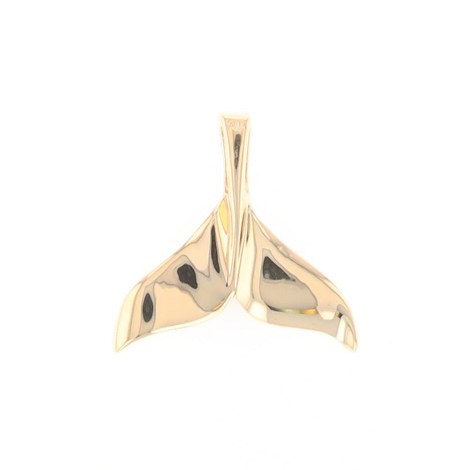 Whale Tail Necklaces Single Sided Gold Quartz Inlaid Sea life Pendant