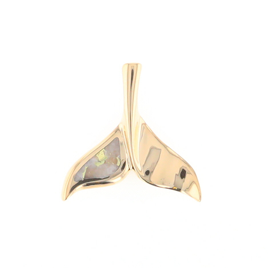 Whale Tail Necklaces Single Sided Gold Quartz Inlaid Sea life Pendant