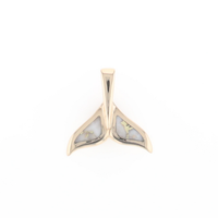 Whale Tail Gold Quartz Double Sided Inlaid Sea Life Pendant
