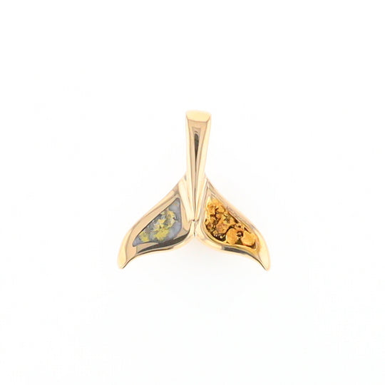 Whale Tail Necklaces Natural Gold Quartz and Nuggets Inlaid Pendant