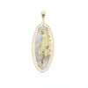 Gold Quartz Necklace 0.96ctw Halo Diamond Oval Inlaid Pendant