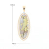 Gold Quartz Necklace 0.96ctw Halo Diamond Oval Inlaid Pendant