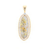 Gold Quartz Necklace .54ctw Halo Diamond Oval Inlaid Pendant