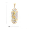 Gold Quartz Necklace .54ctw Halo Diamond Oval Inlaid Pendant