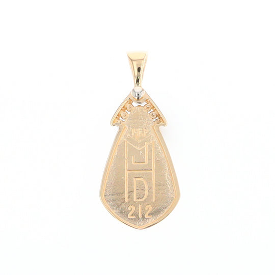 Gold Quartz Necklace Pear Shape Inlaid Pendant with .15ctw Diamonds