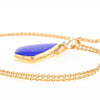 Natural Lapis pendant, tear drop inlaid design, 0.15ctw diamonds