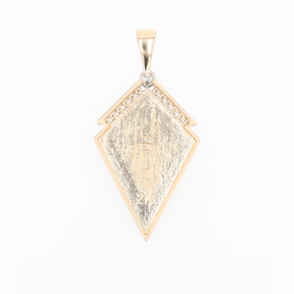Gold Quartz Necklace Kite Shape Inlaid Pendant with .27ctw Diamonds