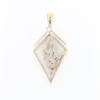 Gold Quartz Necklace Kite Shape Inlaid Pendant with .27ctw Diamonds