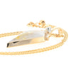 Gold Quartz Necklace Kite Shape Inlaid Pendant with .27ctw Diamonds
