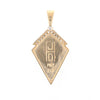 Gold Quartz Kite Shape Inlaid Pendant with .27ctw Diamonds