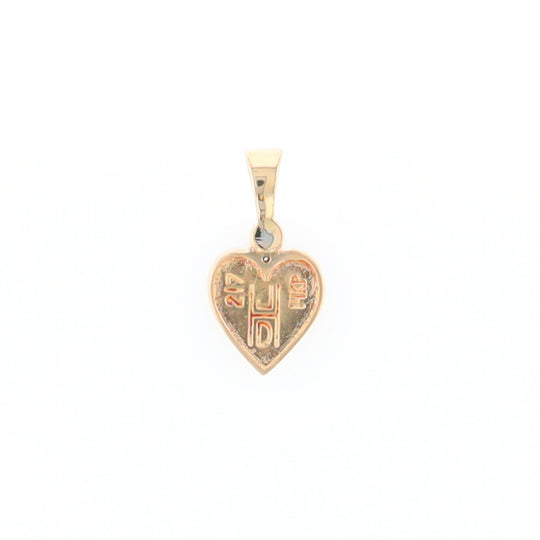 Gold Quartz Necklace Heart Inlaid Design Pendant with .02ct Diamond