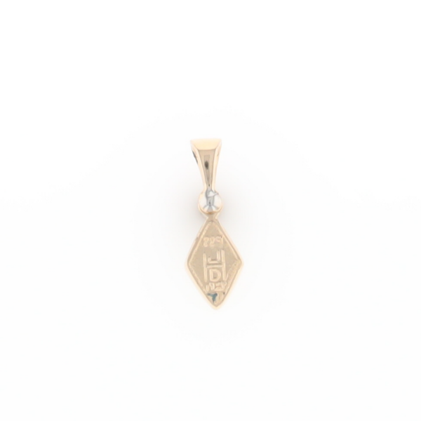 Gold Quartz Necklace Diamond Shape Inlaid Pendant with .02ct Diamond