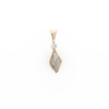 Gold Quartz Necklace Diamond Shape Inlaid Pendant with .02ct Diamond