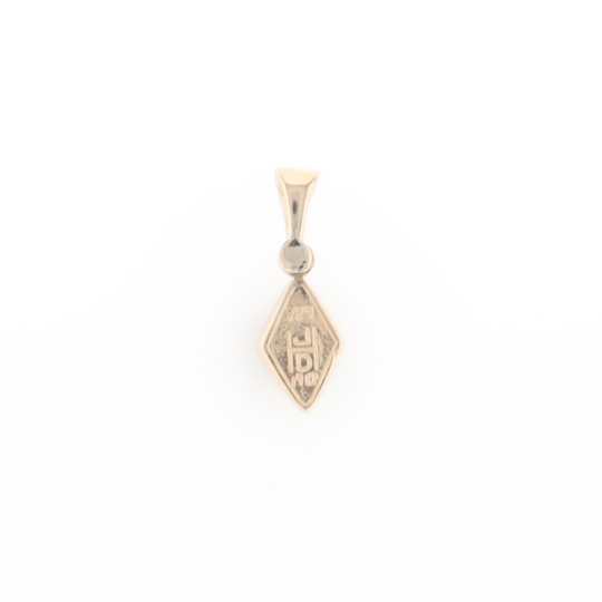 Gold Quartz Necklace Kite Shape Inlaid Pendant with .02ct Diamond