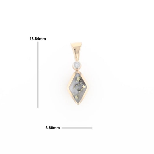Gold Quartz Necklace Kite Shape Inlaid Pendant with .02ct Diamond