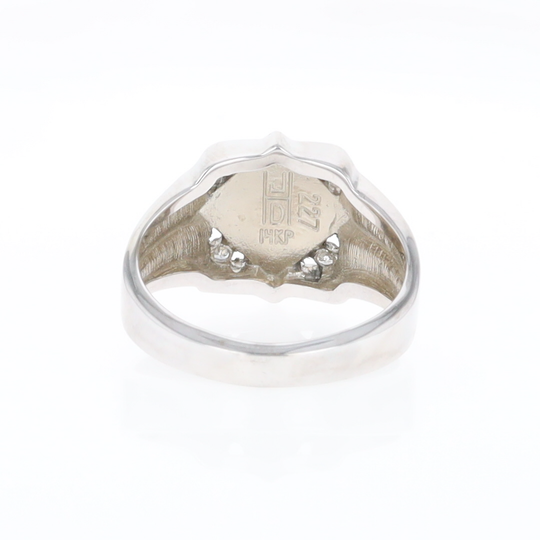 Natural pietersite ring diamond shape inlaid design with .16ctw round diamonds