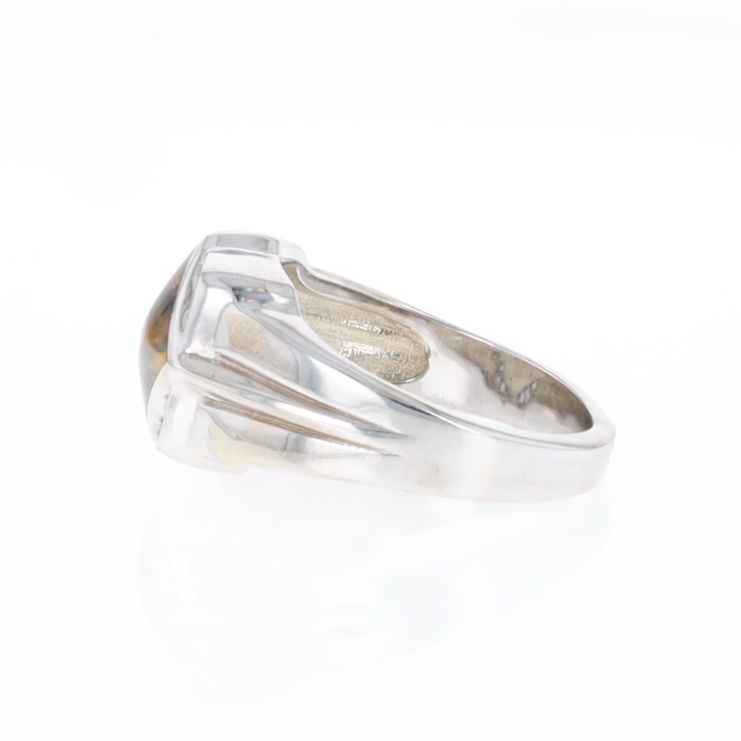 Natural pietersite ring diamond shape inlaid design with .16ctw round diamonds
