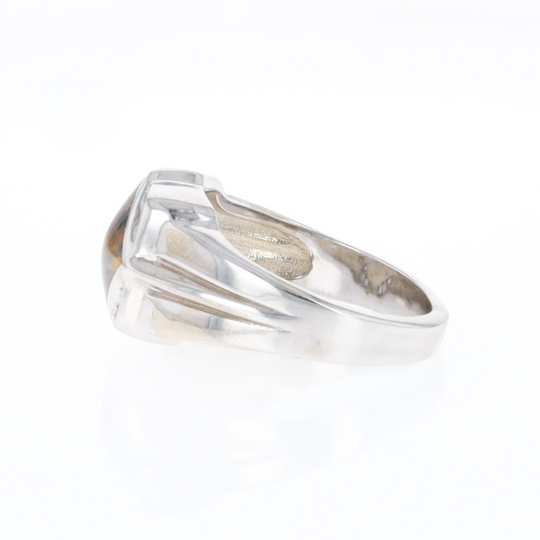 Natural pietersite ring diamond shape inlaid design with .16ctw round diamonds