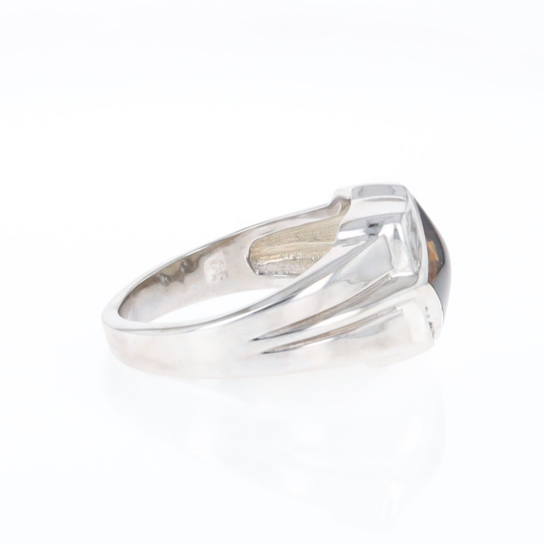 Natural pietersite ring diamond shape inlaid design with .16ctw round diamonds