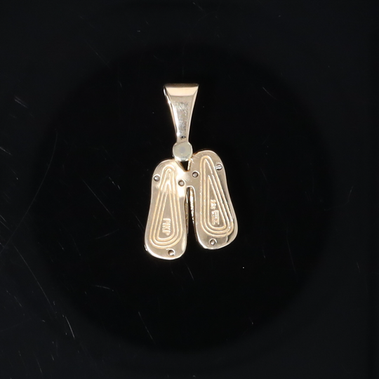 Opal Pendant Sandals Double Inlaid Design with .02ct Round Diamond
