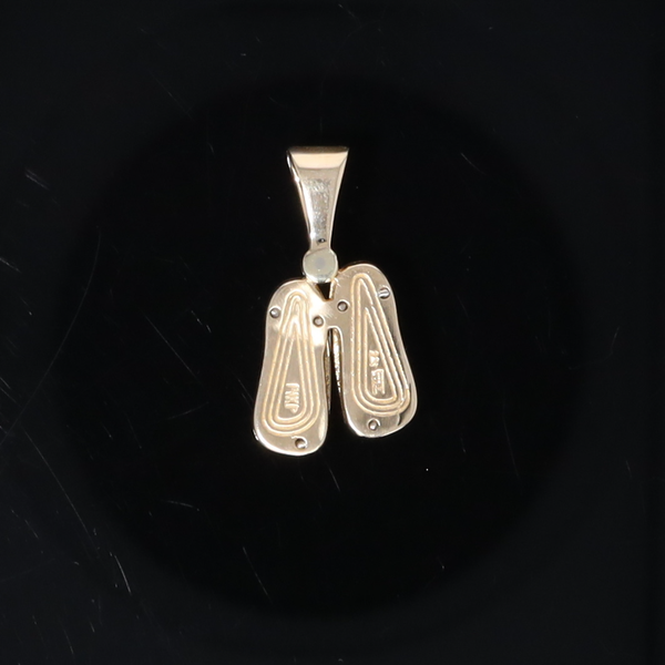 Opal Pendant Sandals Double Inlaid Design with .02ct Round Diamond