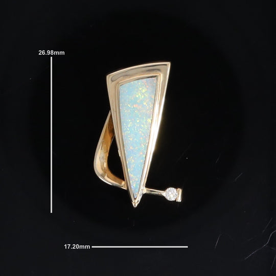 Opal Pendant Triangle Inlaid Design with .06ct Round Diamond