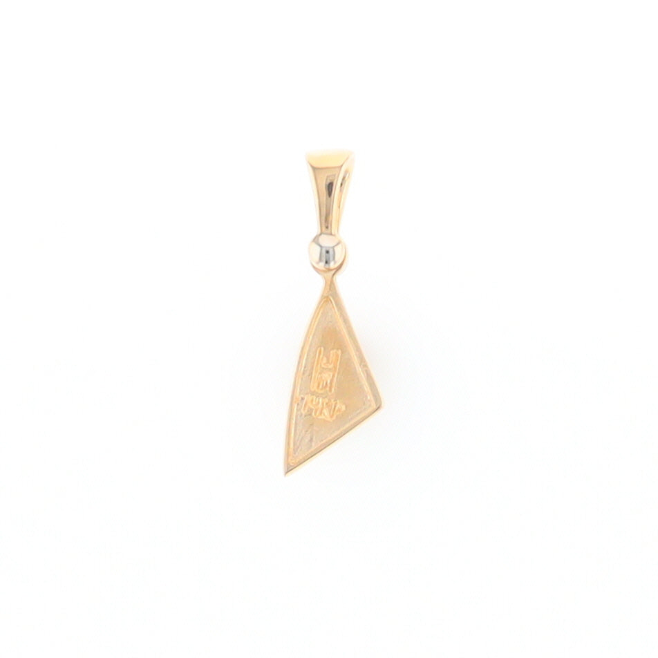 Gold Quartz Necklace Sail Inlaid Design Pendant with .02ct Diamond