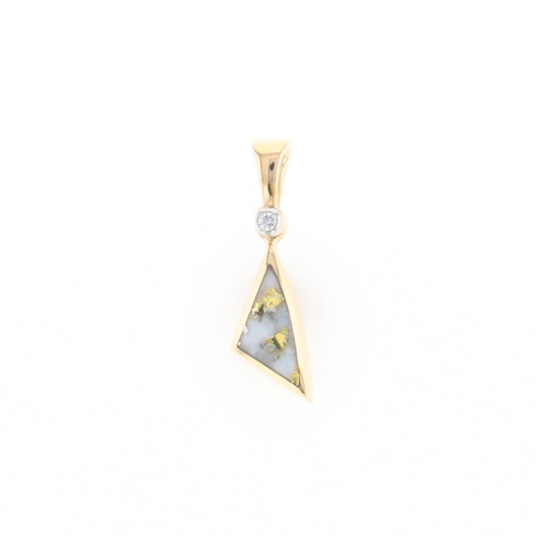 Gold Quartz Necklace Sail Inlaid Design Pendant with .02ct Diamond