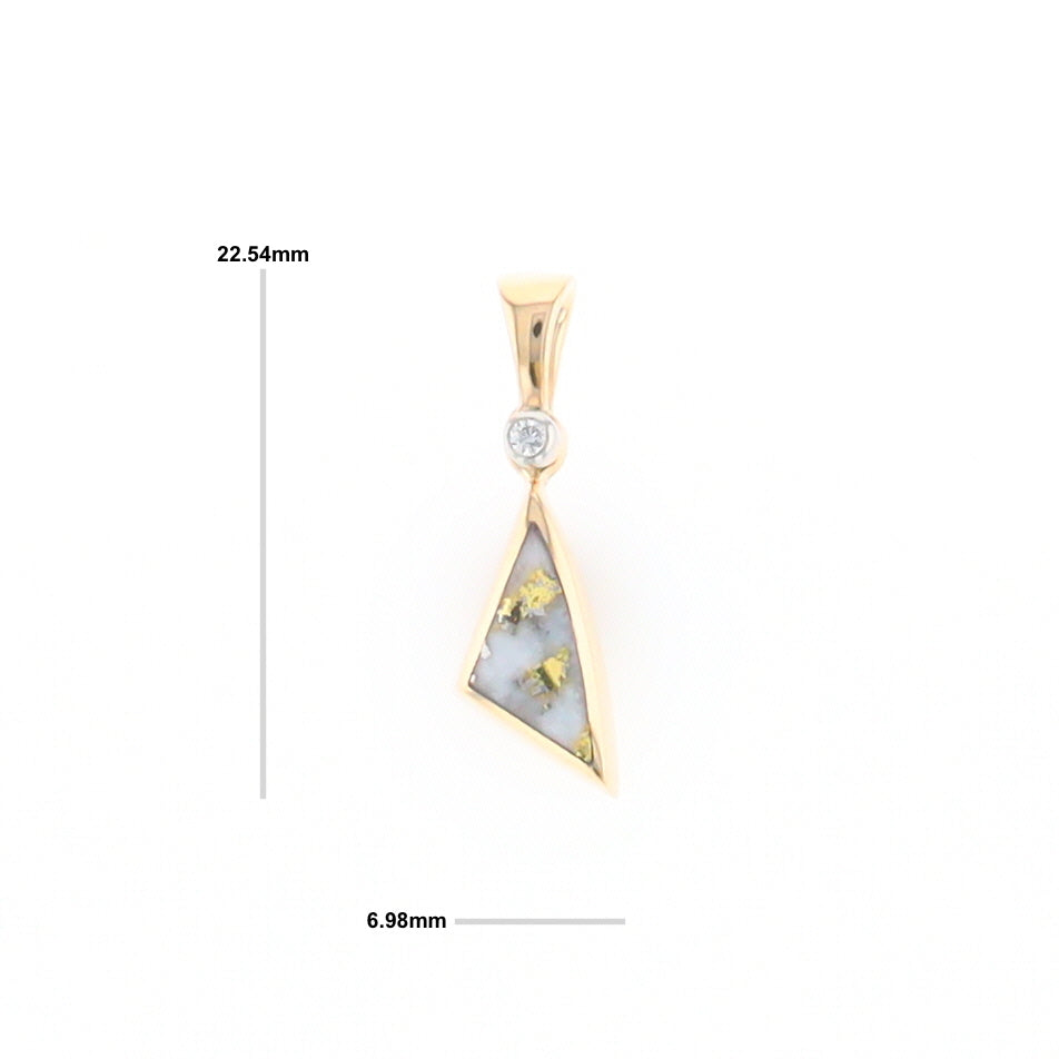 Gold Quartz Necklace Sail Inlaid Design Pendant with .02ct Diamond