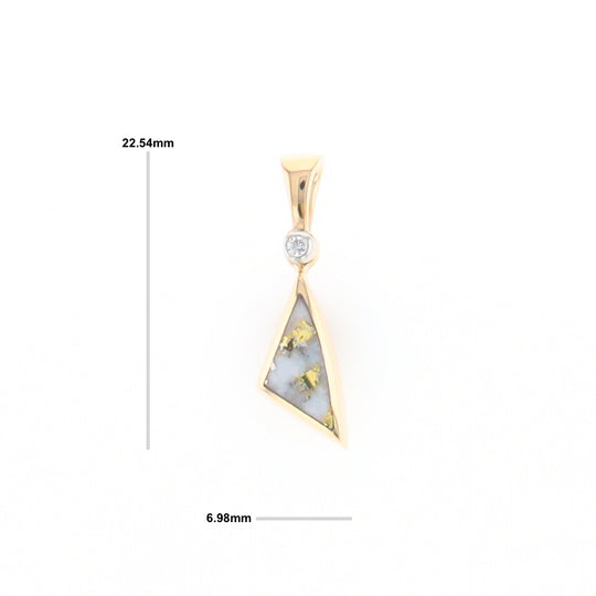 Gold Quartz Necklace Sail Inlaid Design Pendant with .02ct Diamond