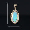 Opal Pendant Oval Inlaid Design with .37ctw Round Diamonds Halo