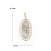 Gold Quartz Necklace .37ctw Halo Diamond Oval Inlaid Pendant