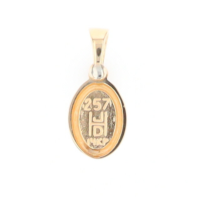 Gold Quartz Oval Inlaid Pendant with .02ct Diamond