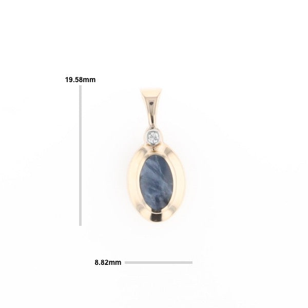 Natural pietersite oval inlaid .02ctw diamond pendant