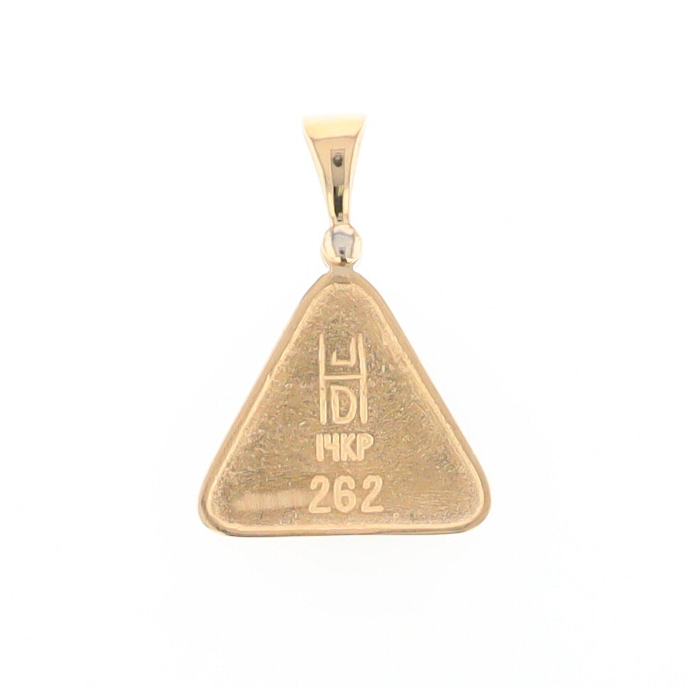 Gold Quartz Necklace Triangle Inlaid Pendant with .02ct Diamond