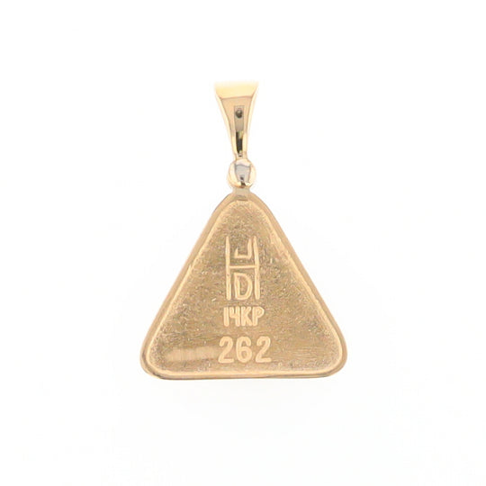 Gold Quartz Necklace Triangle Inlaid Pendant with .02ct Diamond