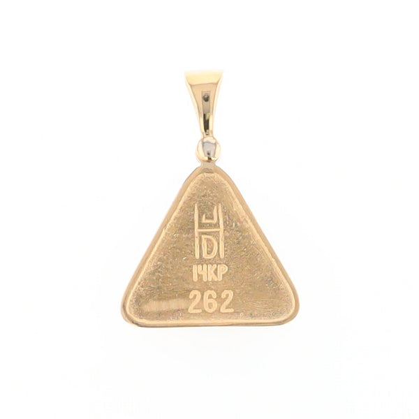 Gold Quartz Necklace Triangle Inlaid Pendant with .02ct Diamond