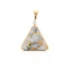 Gold Quartz Necklace Triangle Inlaid Pendant with .02ct Diamond